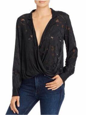 Rag and bone dean burnout floral plunge top size medium